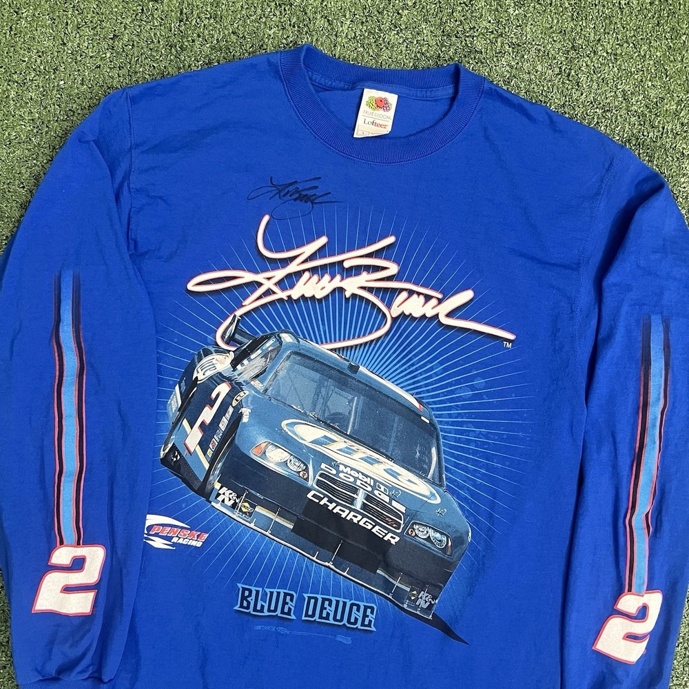 Vintage Y2K Kurt Busch Big Graphic Nascar Long Sleeve Racing Shirt Large
